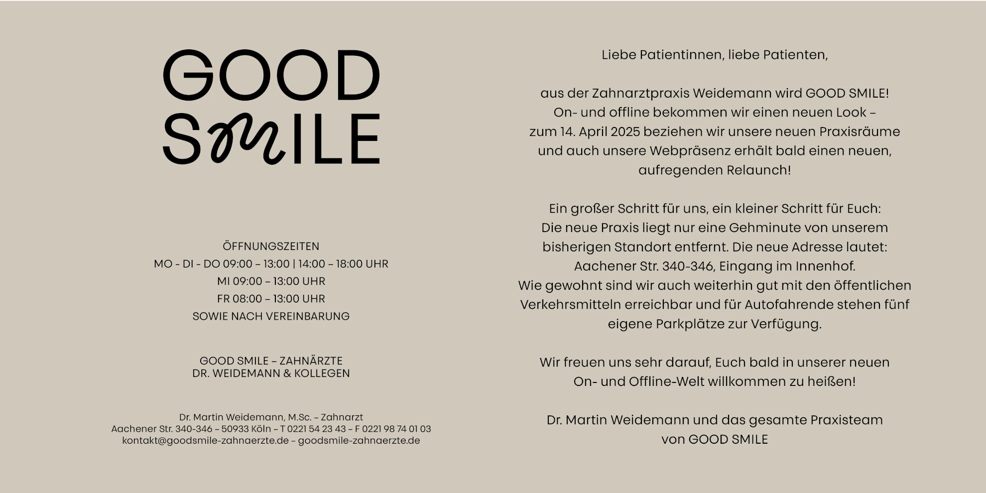 Das Bilder informiert mit viel Text über eine Umfirmierung.